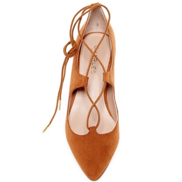 Charles David Lace Up Heels Suede Sz 10 - Picture 6 of 6